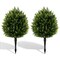 24" Artificial Cypress Topiary Ball Tree Set of 2 with Ground Spike for Indoor Outdoor Decor